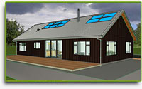 View Eco-House Plan: Solabode Mk2 3BR, Study, Garage + Workshop