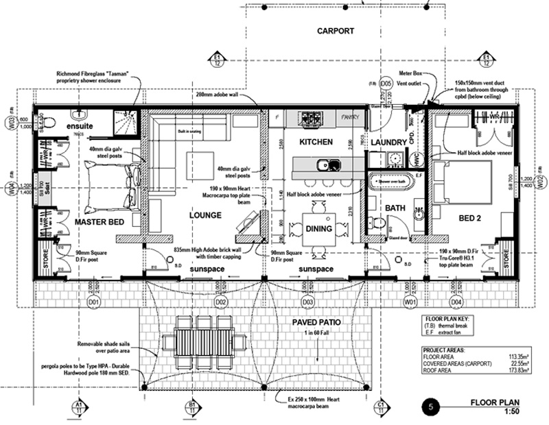 Solabode Mk1 V1 2BR Eco House Plan